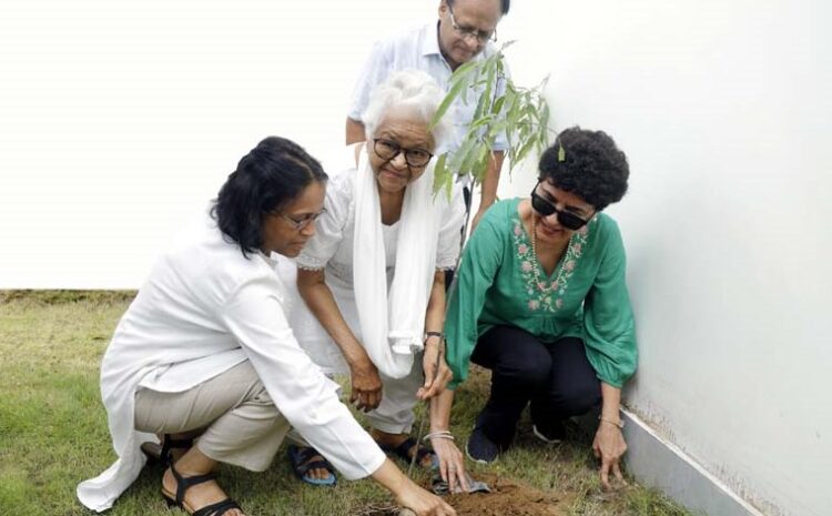  डा. जगदीश गाँधी की स्मृति में वृक्षारोपण कर  पर्यावरण संवर्धन का आह्वान किया डा. भारती गाँधी ने